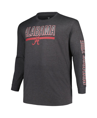 Shop Profile Men's  Heather Charcoal Alabama Crimson Tide Big And Tall Two-hit Graphic Long Sleeve T-shirt