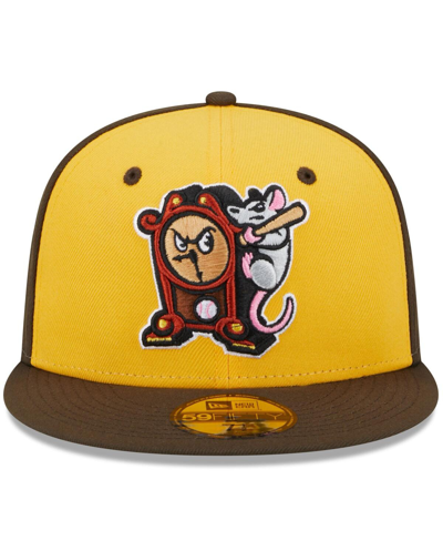 Shop New Era Men's  Yellow Hickory Crawdads Theme Nights Hickory Dickory Docks 59fifty Fitted Hat