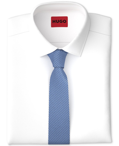Shop Hugo By  Boss Men's Skinny Silk Jacquard Tie In Medium Blue