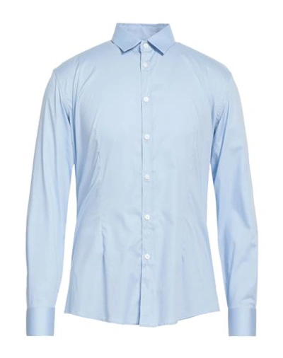 Shop Daniele Alessandrini Homme Man Shirt Light Blue Size 16 Cotton, Elastane