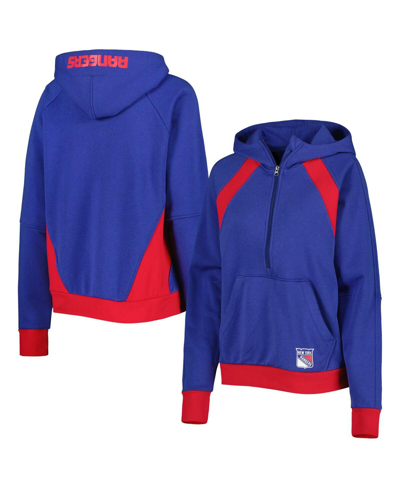 Starter Blue New York Rangers Wishbone Half-zip Hoodie In Blue