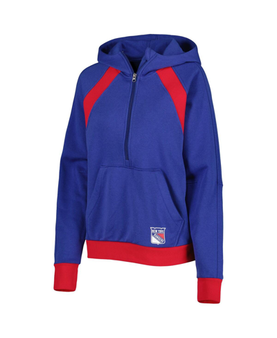 Starter Blue New York Rangers Wishbone Half-zip Hoodie In Blue