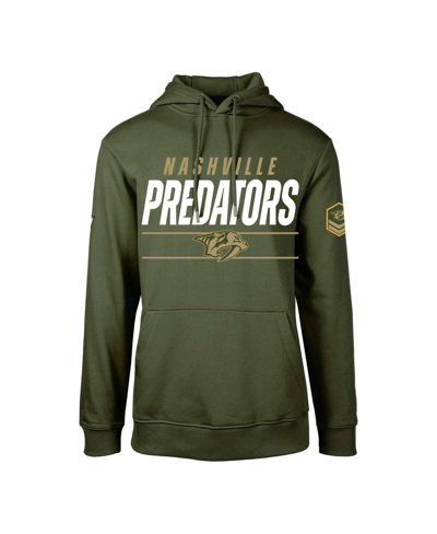 Shop Levelwear Men's  Olive Nashville Predators Podium Fleece Pullover Hoodie