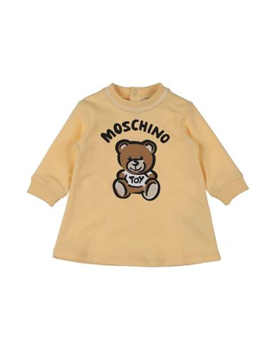 Shop Moschino Baby Newborn Girl Baby Dress Light Yellow Size 3 Cotton