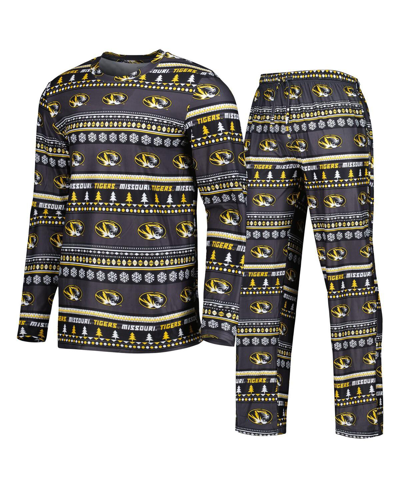 Shop Concepts Sport Men's  Black Missouri Tigers Swivel Long Sleeve T-shirt And Pants Sleep Set