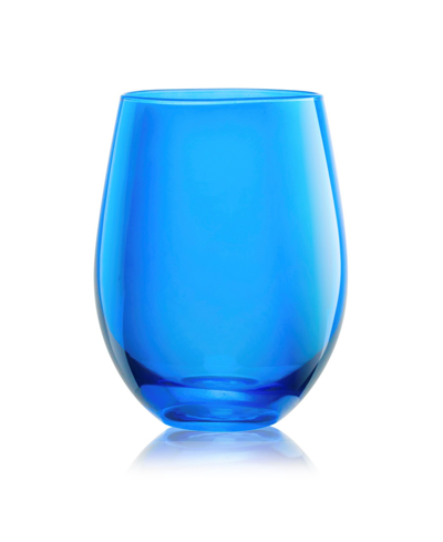 Qualia Glass Carnival Stemless 19 oz Wine Glasses, Set Of 4 In Turquoise