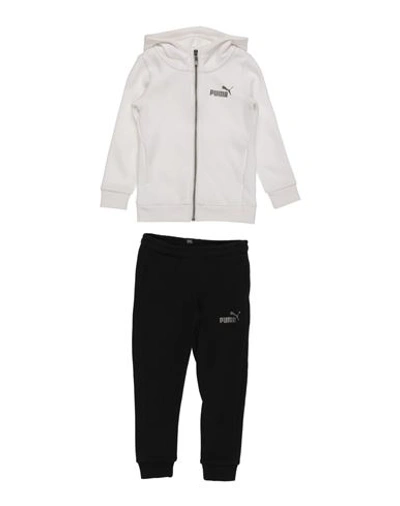 Puma Bronze Fz Hooded Suit Fl G Toddler Girl Tracksuit White Size 5 Cotton, Polyester, Elastane In White