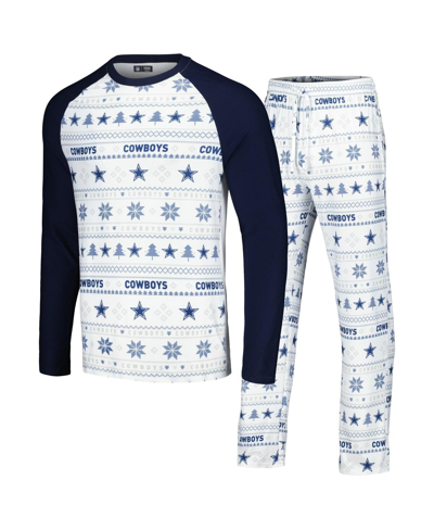 Shop Concepts Sport Men's  Navy Dallas Cowboys Tinsel Raglanâ Long Sleeve T-shirt And Pants Sleep Set