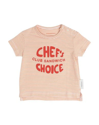 Tinycottons Newborn Girl T-shirt Orange Size 3 Cotton, Elastane In Orange