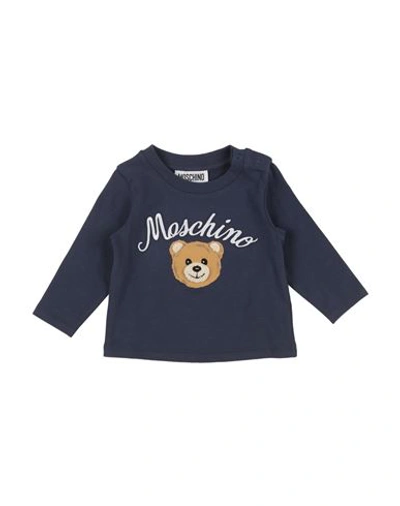 Shop Moschino Baby Newborn T-shirt Midnight Blue Size 3 Cotton, Elastane