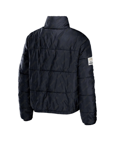 Wear By Erin Andrews Women's  Black New Orleans Saints Puffer Full-zip Cropped Jacket In Black