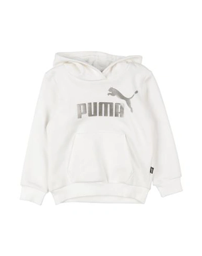 Shop Puma Ess+ Logo Hoodie Fl G Toddler Girl Sweatshirt Off White Size 6 Cotton, Polyester, Elastane