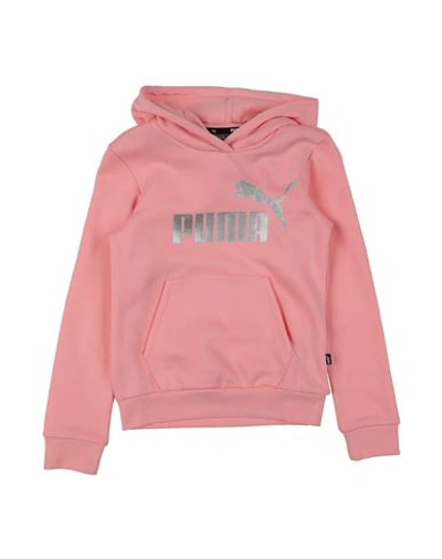 Puma Ess+ Logo Hoodie Fl G Toddler Girl Sweatshirt Salmon Pink Size 6 Cotton, Polyester, Elastane In Pink