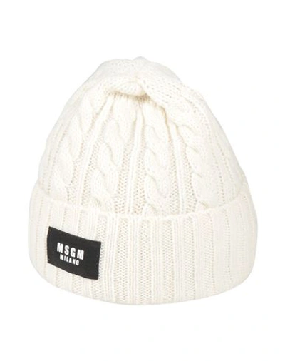 Shop Msgm Toddler Girl Hat Ivory Size 4 Acrylic, Wool In White