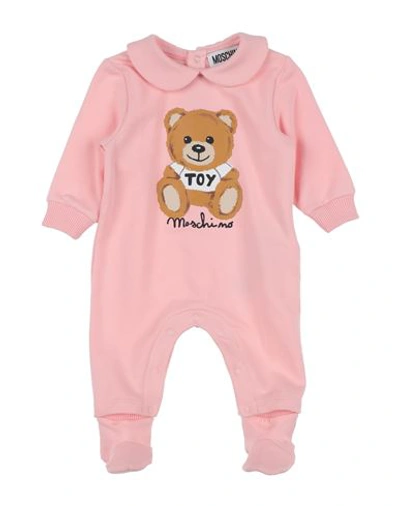 Shop Moschino Baby Newborn Baby Jumpsuits & Overalls Pink Size 3 Cotton, Elastane