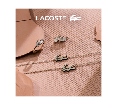 Shop Lacoste Crocodile Earring Studs In Silver