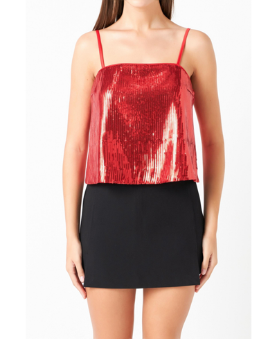 Shop Endless Rose Women's Sequins Top In Red