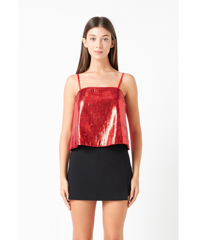 Shop Endless Rose Women's Sequins Top In Red