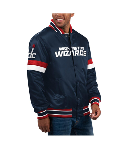 Shop Starter Men's  Navy Washington Wizards Home Game Satin Full-snap Varsity Jacket