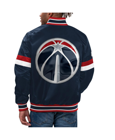 Starter Navy Washington Wizards Home Game Satin Full-snap Varsity Jacket In Navy