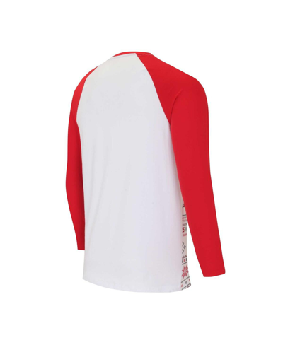 Shop Concepts Sport Men's  White, Red Kansas City Chiefs Tinselâ Raglan Long Sleeve T-shirt And Pants Slee In White,red