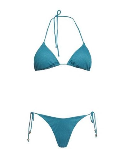 Shop 4giveness Woman Bikini Azure Size Xl Viscose, Polyester, Polyamide, Elastane In Blue