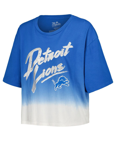 Shop Majestic Women's  Threads Aidan Hutchinson Blue, White Distressed Detroit Lions Dip-dye Player Name A In Blue,white
