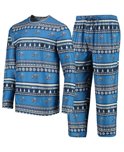 Concepts Sport Men's  Navy Navy Midshipmen Ugly Sweater Long Sleeve T-shirt And Pants Sleep Set In Navy