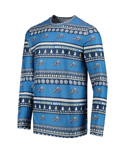 Concepts Sport Men's  Navy Navy Midshipmen Ugly Sweater Long Sleeve T-shirt And Pants Sleep Set In Navy