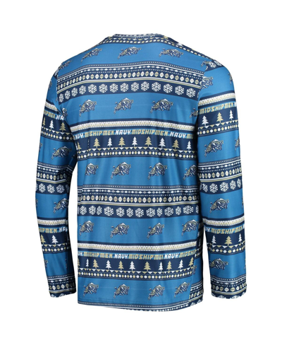 Concepts Sport Men's  Navy Navy Midshipmen Ugly Sweater Long Sleeve T-shirt And Pants Sleep Set In Navy