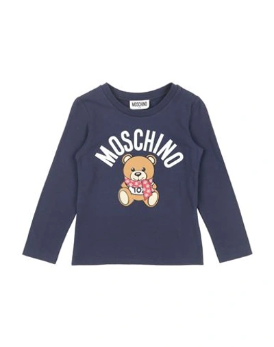 Shop Moschino Kid Toddler Girl T-shirt Navy Blue Size 6 Cotton, Elastane