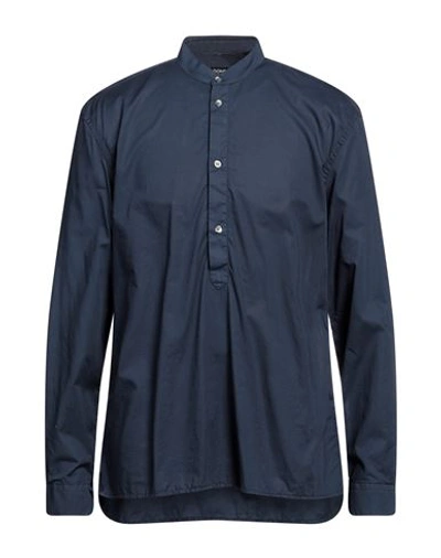 Shop Dondup Man Shirt Midnight Blue Size Xl Cotton