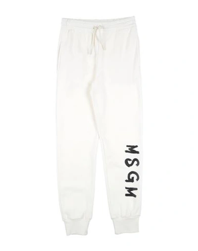 Shop Msgm Toddler Pants Ivory Size 6 Cotton In White