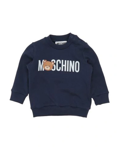 Shop Moschino Baby Newborn Sweatshirt Navy Blue Size 3 Cotton, Elastane