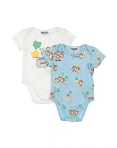 Shop Moschino Baby Newborn Baby Accessories Set Sky Blue Size 3 Cotton