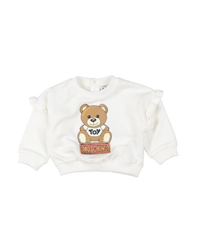 Shop Moschino Baby Newborn Girl Sweatshirt Cream Size 3 Cotton, Elastane In White