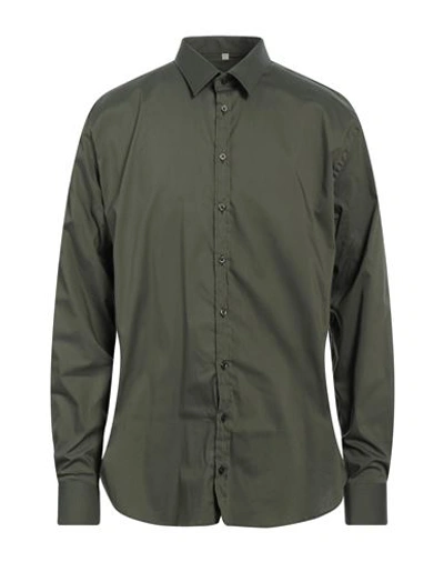 Shop Q1 Man Shirt Military Green Size 17 ½ Cotton, Polyamide, Elastane