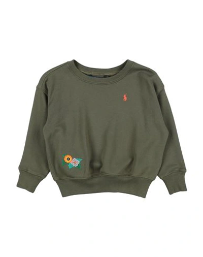 Shop Polo Ralph Lauren Ls Bubble Cn-knit Shirts-sweatshirt Toddler Girl Sweatshirt Military Green Size 5