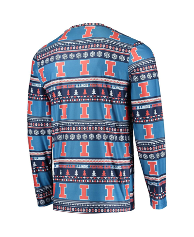 Shop Concepts Sport Men's  Blue Illinois Fighting Illini Ugly Sweater Long Sleeve T-shirt And Pants Sleep