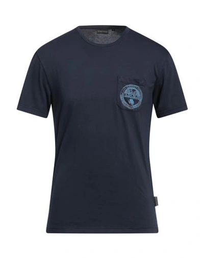 Shop Napapijri Man T-shirt Midnight Blue Size S Cotton