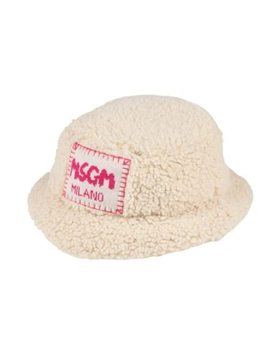 Shop Msgm Toddler Girl Hat Ivory Size 4 Polyester In White