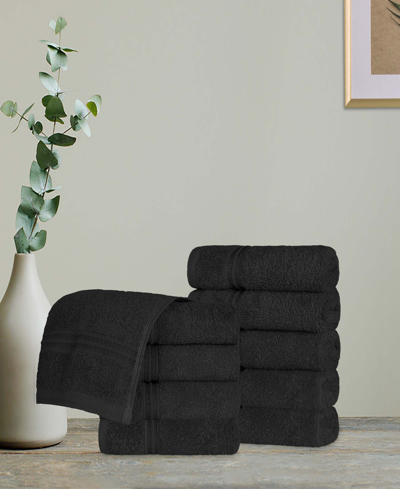 Superior Solid Quick Drying 100% Egyptian Cotton 10-pc Washcloth Set In Black