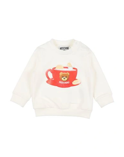 Shop Moschino Baby Newborn Girl Sweatshirt White Size 3 Cotton, Elastane