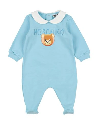Shop Moschino Baby Newborn Baby Jumpsuits & Overalls Sky Blue Size 3 Cotton, Elastane