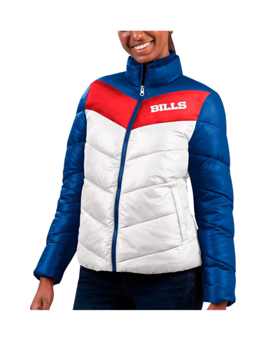 Shop G-iii 4her By Carl Banks Women's  White, Royal Buffalo Bills New Star Quilted Full-zip Jacket In White,royal