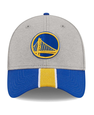 New Era Men's  Gray, Royal Golden State Warriors Striped 39thirty Flex Hat In Gray,royal