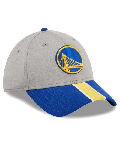 New Era Men's  Gray, Royal Golden State Warriors Striped 39thirty Flex Hat In Gray,royal