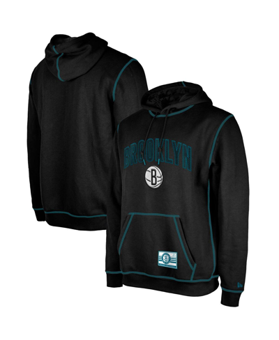 Shop New Era Men's  Black Brooklyn Nets 2023/24 City Edition Satin Stitch Elite Pack Pullover Hoodie