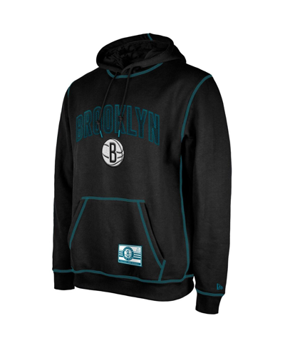 New Era Men's  Black Brooklyn Nets 2023/24 City Edition Satin Stitch Elite Pack Pullover Hoodie In Black