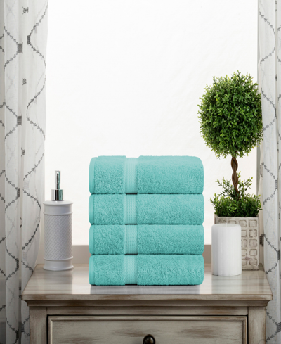 Superior Highly Absorbent 4 Piece Egyptian Cotton Ultra Plush Solid Hand Towel Set In Turquoise